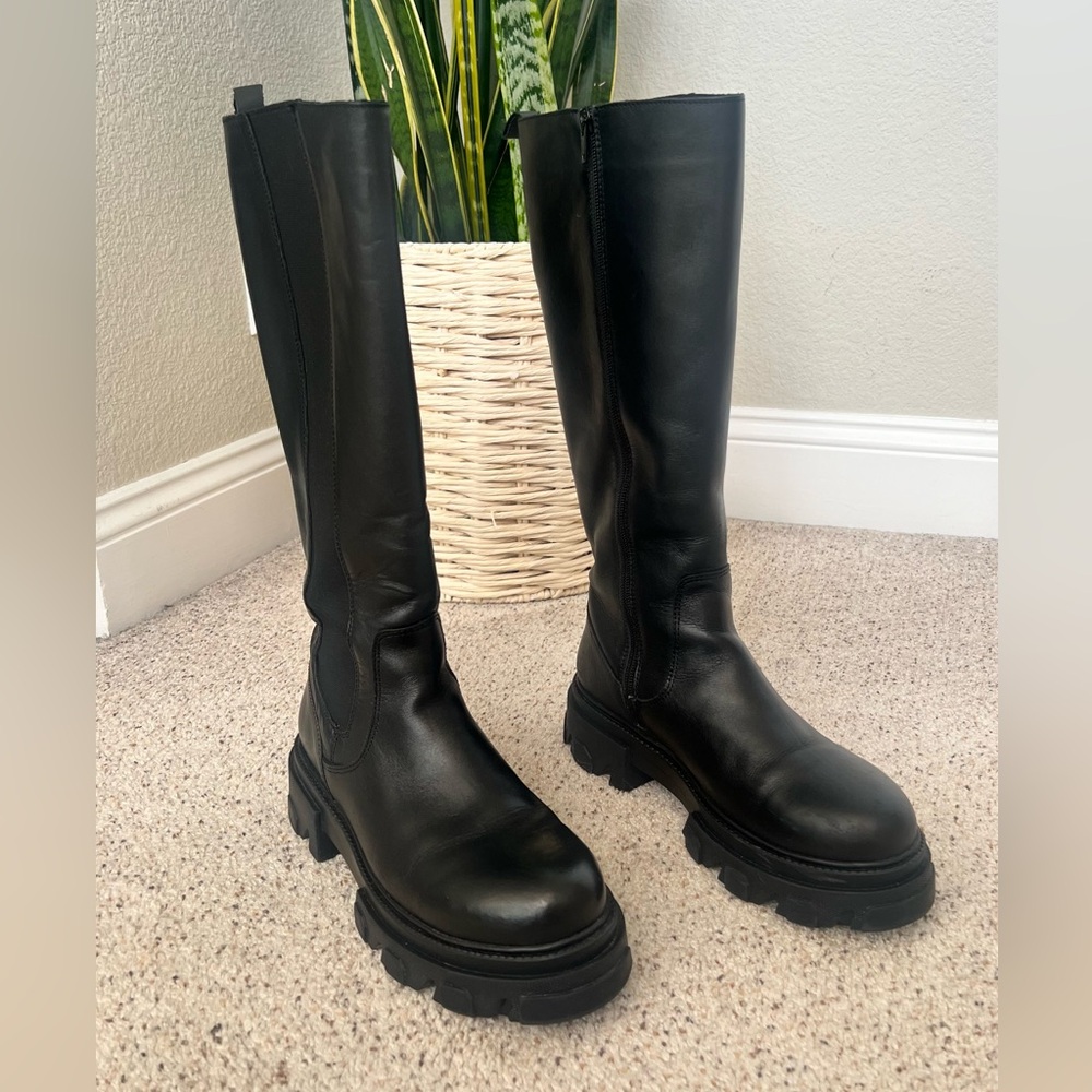 Steve Madden Womens Esma Leather Tall Knee-High Boots